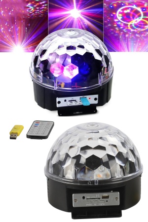 Sese Duyarlı USB ve SD Kart Girişli Led Küre Disko Topu  RGB Işıklı Lazer  Hoparlör Yüksek Ses