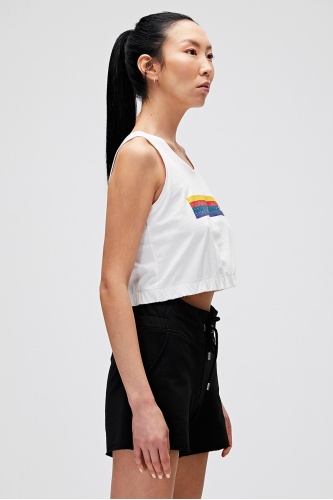 Bad Bear Kadın Raınbow Tank-Top Crop - Kırık Beyaz
