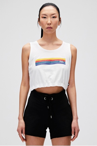 Bad Bear Kadın Raınbow Tank-Top Crop - Kırık Beyaz