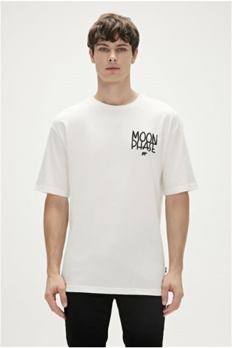 Moon Phase T-Shirt Siyah Baskılı Erkek T-SHİRT