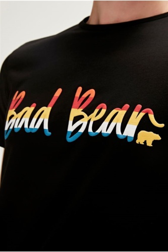 Bad Bear Manuscrıpt Erkek Bisiklet Yaka Tişört - Siyah