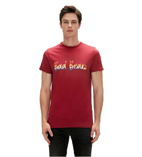 Bad Bear Manuscrıpt Erkek Bisiklet Yaka Tişört - Bordo