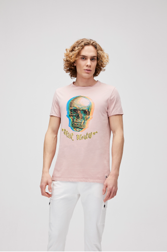 Bad Bear Erkek Skull Blow Tee T-shirt – Pembe ile Dinamik ve Şık Bir Dokunuş