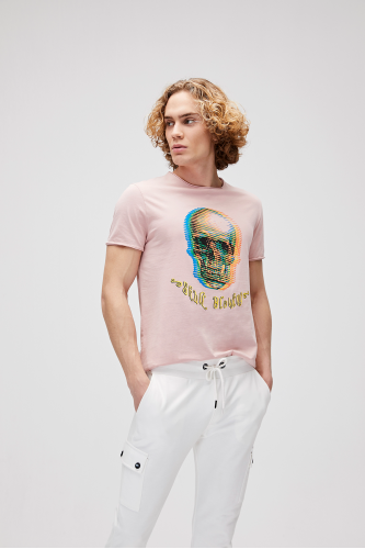 Bad Bear Erkek Skull Blow Tee T-shirt – Pembe ile Dinamik ve Şık Bir Dokunuş