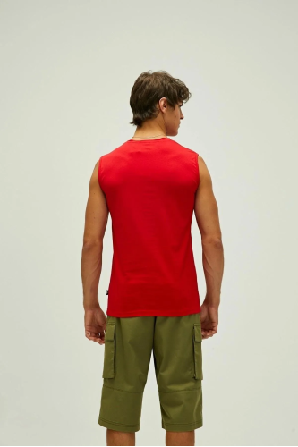 Bad Bear Tribe Tank-Top Erkek Bisiklet Yaka Tişört – Kırmızı ile Dinamik ve Konforlu Stil