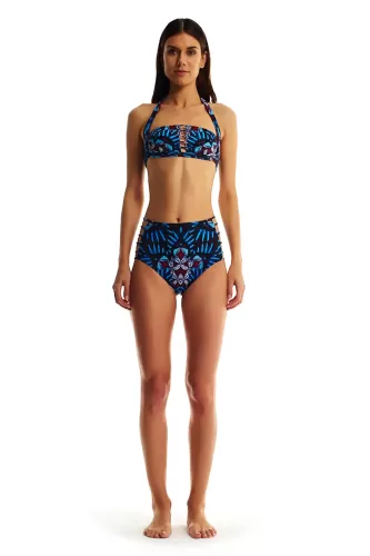 Movom Kadın Yüksek Belli Bikini-Mavi