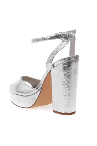 Vero Moda Aster Bilekten Bağlamalı Yüksek Topuklu Kadın Sandalet - Silver