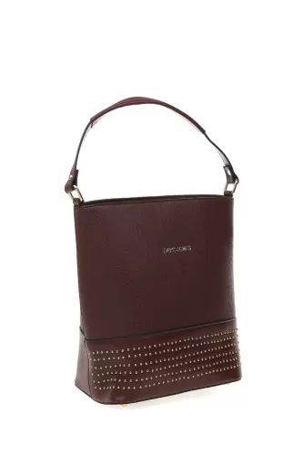 David Jones DJ5-A Zımbalı Kadın Omuz Çanta-Bordo