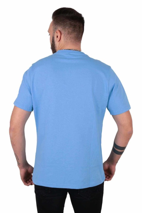 Five Pocket Erkek Bisiket Yaka  Oversize Tişört - Mavi