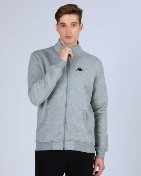 Kappa Logo Zentil Erkek Regular Fit Fermuarlı Eşofman Üst - Gri