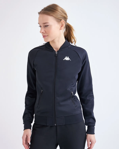 Kappa 222 Banda Womber Slim Kadın Regular Fit Fermuarlı Eşofman Üst - Siyah