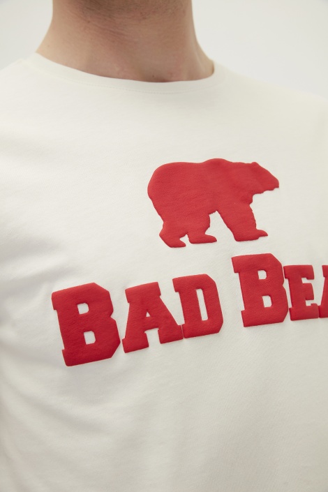 Bad Bear Tee Bisiklet Yaka Erkek Tişört - Beyaz Kırmızı