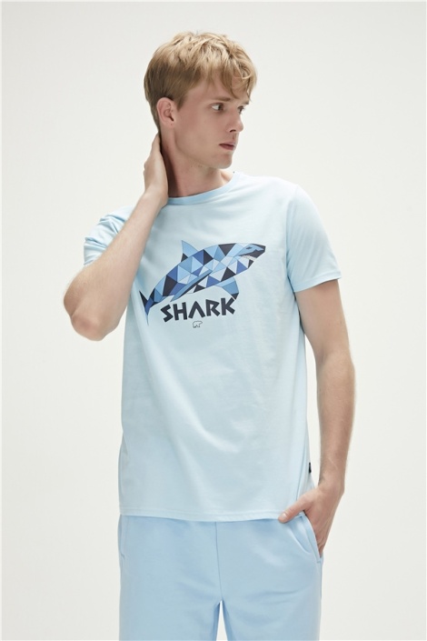 Bad Bear Shark Erkek Bisiklet Yaka Tişört - Mavi