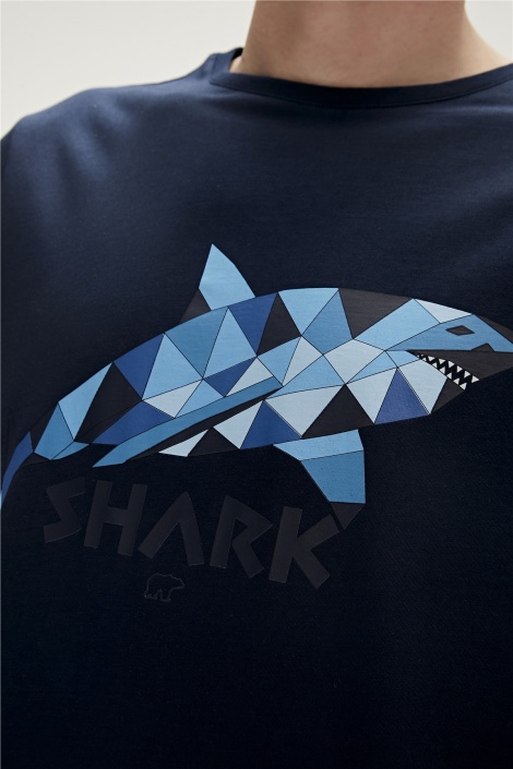Bad Bear Shark Erkek Bisiklet Yaka Tişört - Lacivert