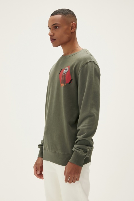 Bad Bear Here Kapüşonlu Erkek Sweatshirt -  Haki