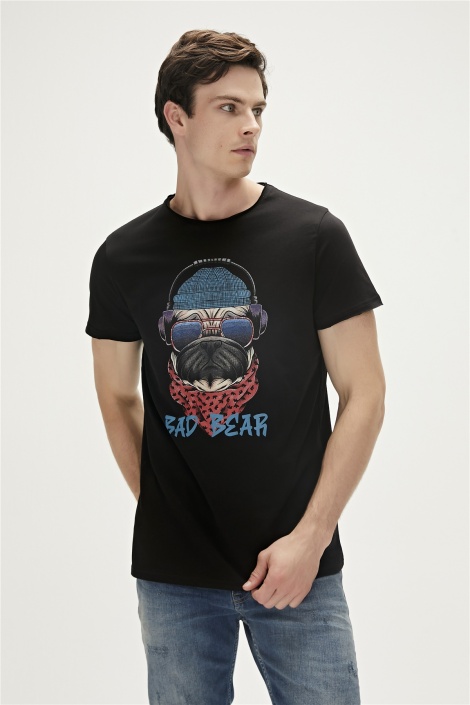 Bad Bear Reckless 3D Baskılı Erkek Tişört - Siyah