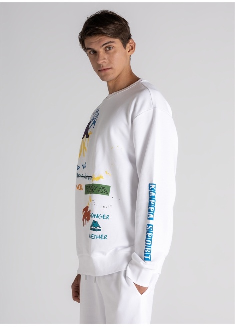 Kappa Logo Navarro Erkek Sweatshırt - Beyaz