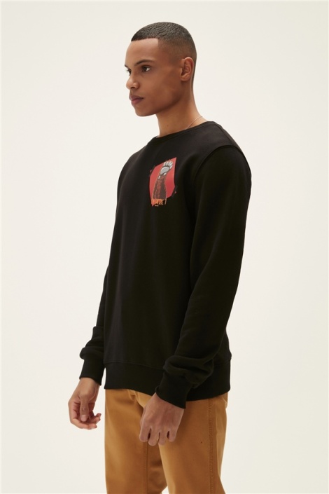 Bad Bear Here Kapüşonlu Erkek Sweatshirt -  Siyah