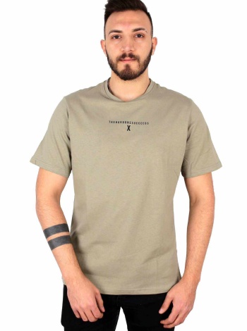Five Pocket Erkek Bisiket Yaka  Oversize Tişört- Haki