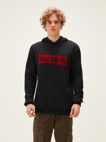 Bad Bear Erkek Kapişonlu  Flog Hoodie Sweatshirt - Siyah