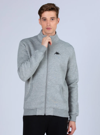Kappa Logo Zentil Erkek Regular Fit Fermuarlı Eşofman Üst - Gri