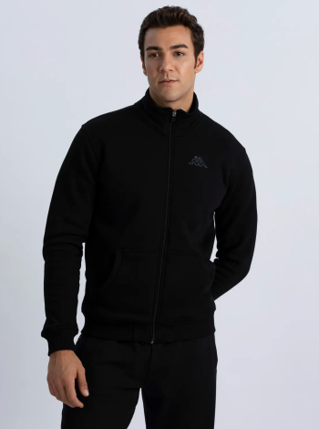 Kappa Logo Zentil Erkek Regular Fit Fermuarlı Eşofman Üst - Siyah