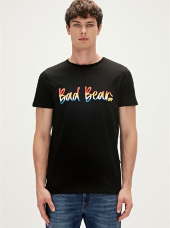 Bad Bear Manuscrıpt Erkek Bisiklet Yaka Tişört - Siyah