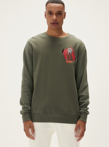 Bad Bear Here Kapüşonlu Erkek Sweatshirt -  Haki