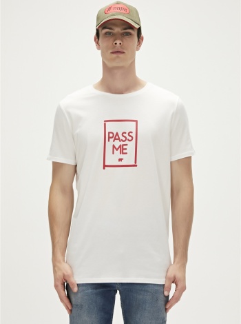 Bad Bear Pass Me Bisiklet Yaka Erkek Tişört - Beyaz