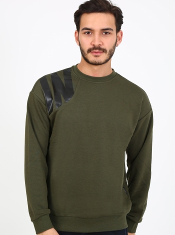 Fıve Pocket Erkek Bisiklet Yaka Sweatshırt - Haki
