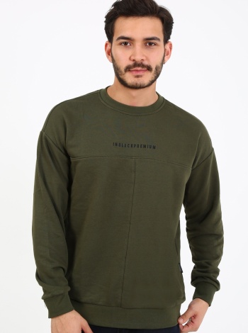 Fıve Pocket Erkek Bisiklet Yaka Sweatshırt - Haki