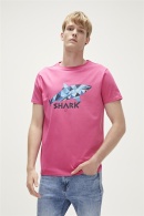 Bad Bear Shark Erkek Bisiklet Yaka Tişört - Pembe