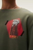 Bad Bear Here Kapüşonlu Erkek Sweatshirt -  Haki