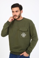 Fıve Pocket Erkek Bisiklet Yaka Sweatshırt - Haki