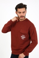 Fıve Pocket Erkek Bisiklet Yaka Sweatshırt - Bordo