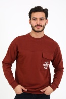 Fıve Pocket Erkek Bisiklet Yaka Sweatshırt - Bordo