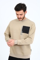 Fıve Pocket Erkek Bisiklet Yaka Sweatshırt - Toprak