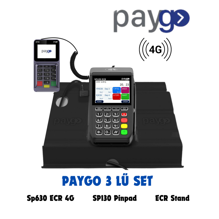 Paygo Sp630 ECR Pro 4G Eft Pos Yazarkasa -SP130 Pinpad - ECR Stand