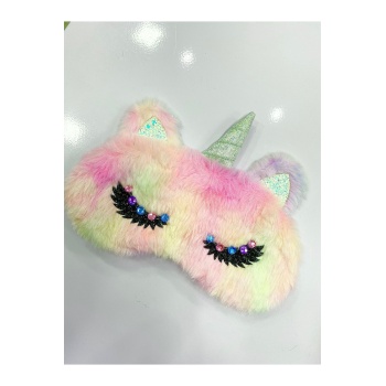 MARS BABY Kadın Kız Peluş Pembe Kirpikli Taşlı Göz Uyku Bandı