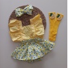 MARS BABY Kız Bebek Limon Desenli Fırfırlı Salopet Bandana Figürlü Çorap Takım