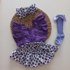 MARS BABY Kız Bebek Böğürtlen Desenli Fırfırlı Salopet Bandana Fiyonklu Lila Çorap Takımı