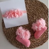 MARS BABY Kız Bebek Özel Gün Fırfırlı Koyu Somon Bandana ve Çorap Set