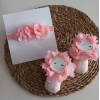 MARS BABY Kız Bebek Özel Gün Fırfırlı Açık Somon Bandana ve Çorap Set