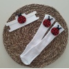 MARS BABY Kız Bebek Kırmızı Uğur Böceği Figürlü Bandana ve Beyaz Çorap Set