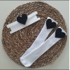 MARS BABY Kız Bebek Siyah Kalp Figürlü Bandana ve Beyaz Çorap Set