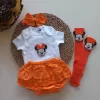 MARS BABY Kız Bebek Turuncu Fırfırşort Etek Bandana Minnie Mouse Figür Çorap Set
