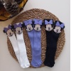 MARS BABY Kız Bebek Beyaz Lila Siyah Mickey Minnie Mouse Keçe Figürlü Dizaltı Çorap