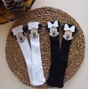 MARS BABY Kız Bebek Beyaz Siyah Mickey Minnie Mouse Keçe Figürlü Dizaltı Çorap
