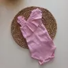 MARS BABY Kız Bebek Pudra Pembe Ribana Fırfırlı Tek Kol Askılı Badi