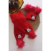 MARS BABY Kız Erkek Unisex Bebek Çocuk Kırmızı Mickey Minnie Mouse Figürlü Ponponlu Atkı Bere Takımı